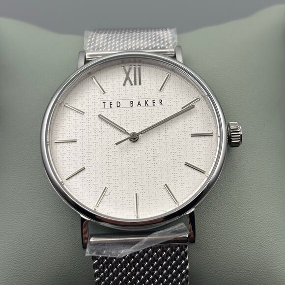 Ted Baker Phylipa BKPPGS217 Mens 43mm Silver Mesh White Dial Quartz. NIBWT - Picture 16 of 16